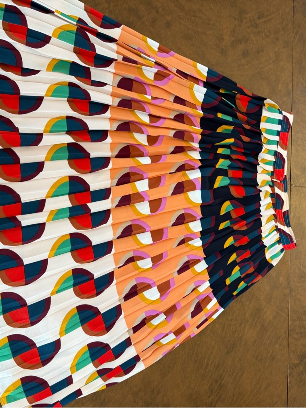 J Crew Pleated Colorblock Midi Skirt - Multi Color Size 0 - Picture 5 of 8